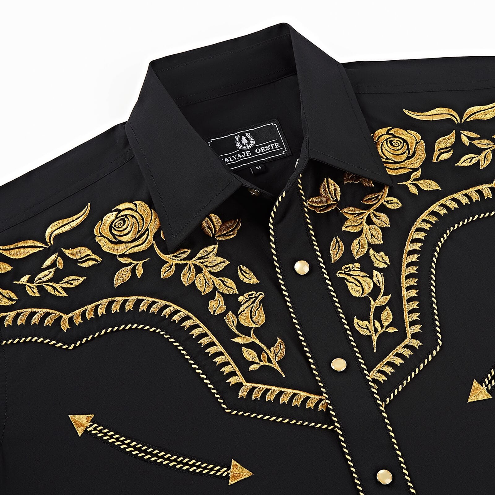 The Gold Bandit Men's Embroidered Western Pearl Snap Shirt Leyoma The Gold Bandit Men's Embroidered Western Pearl Snap Shirt Leyoma