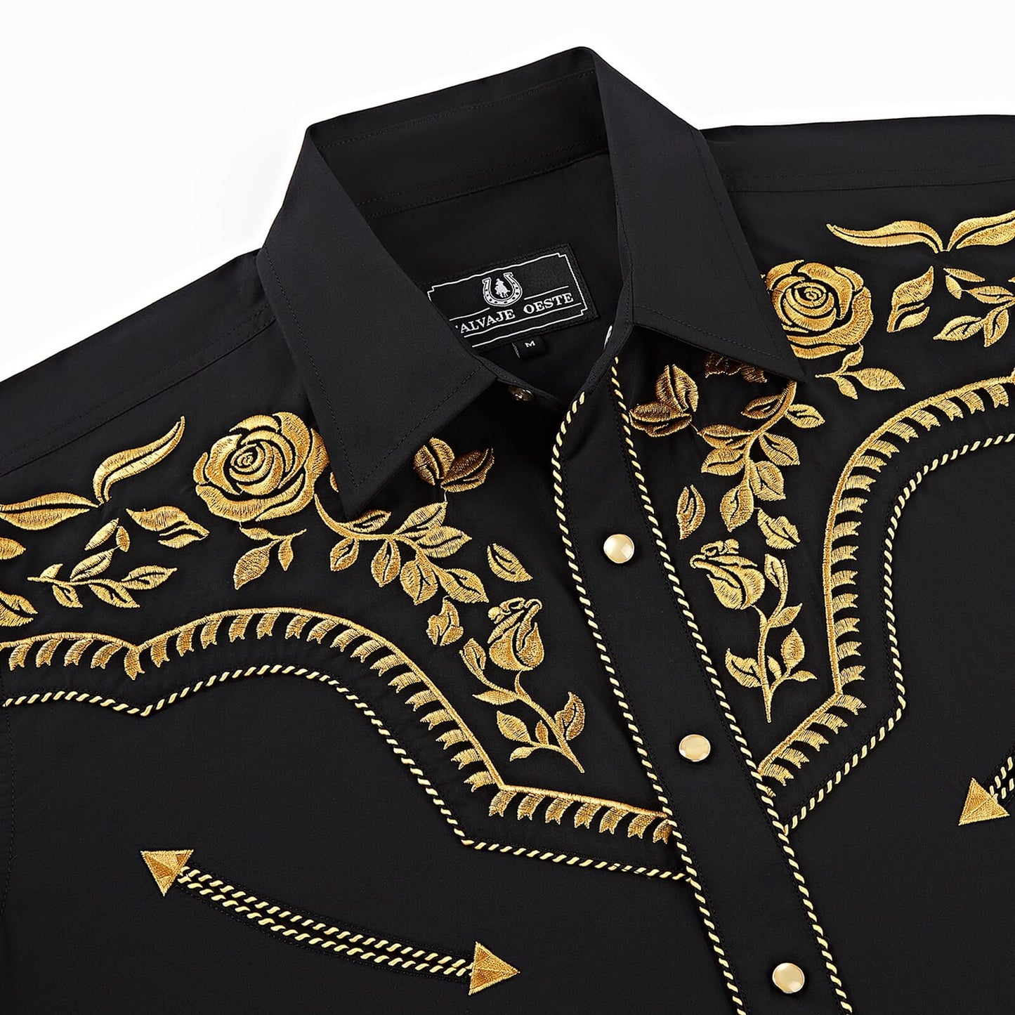 Chemise Western Brodée pour Hommes à Boutons-pression en Nacre "The Gold Bandit"