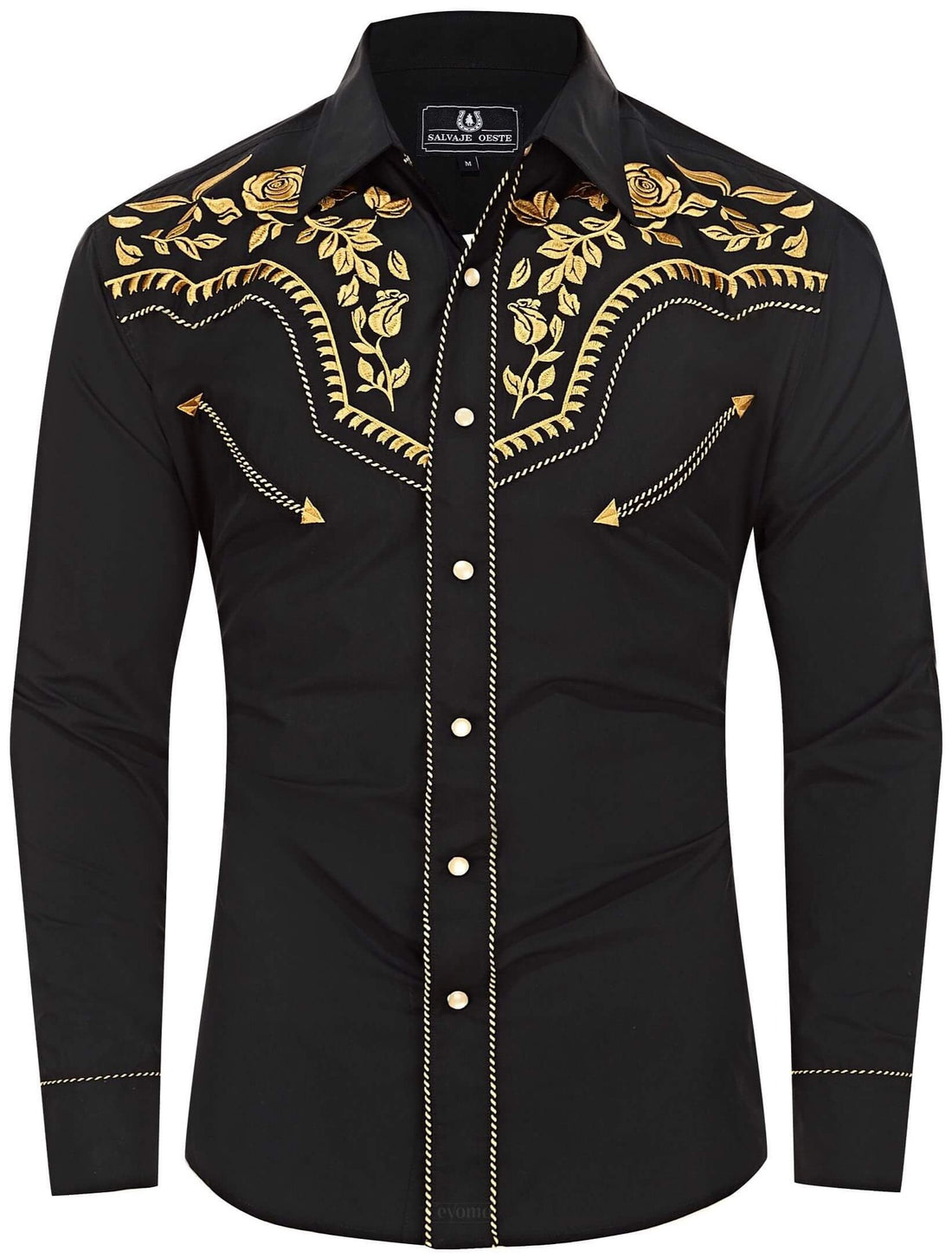 Men's Unique Black and Gold Western Shirt Embroidered Shirt