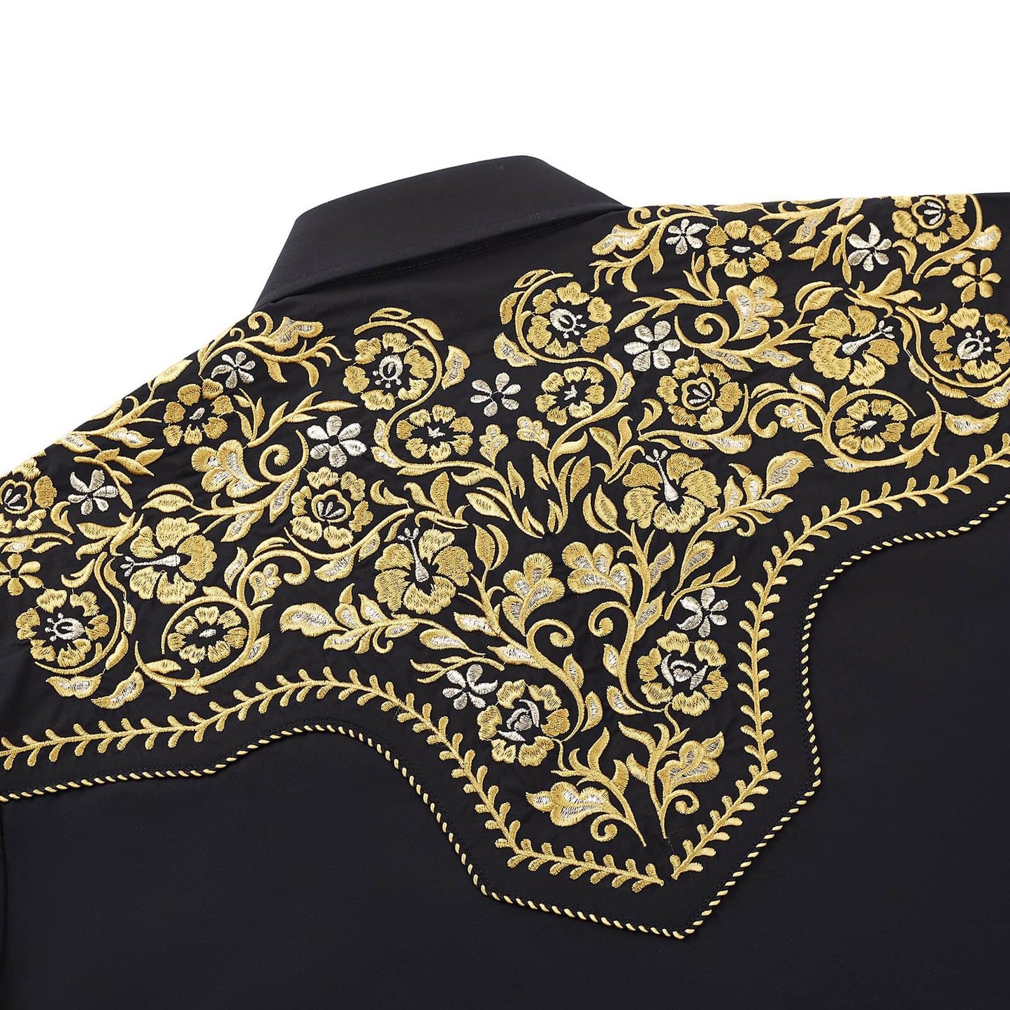 The Gold Vaquero Men's Embroidered Western Pearl Snap Shirt