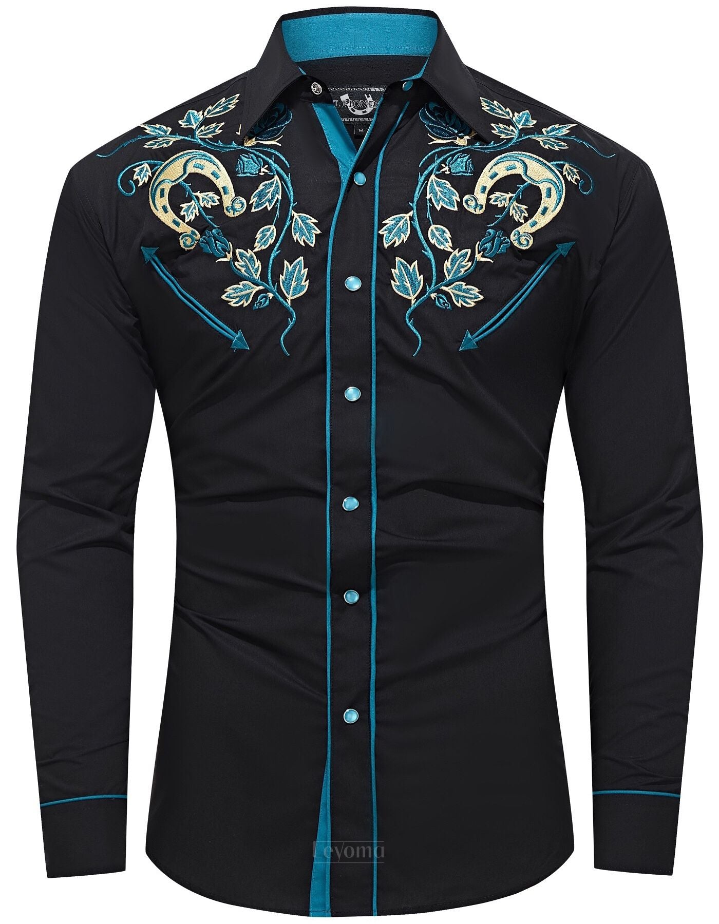 The Lone Star Men's Embroidered Western Pearl Snap Shirt