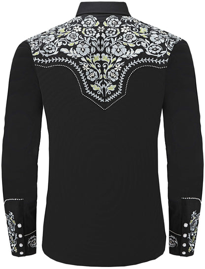 The Silverado Men's Embroidered Western Pearl Snap Shirt