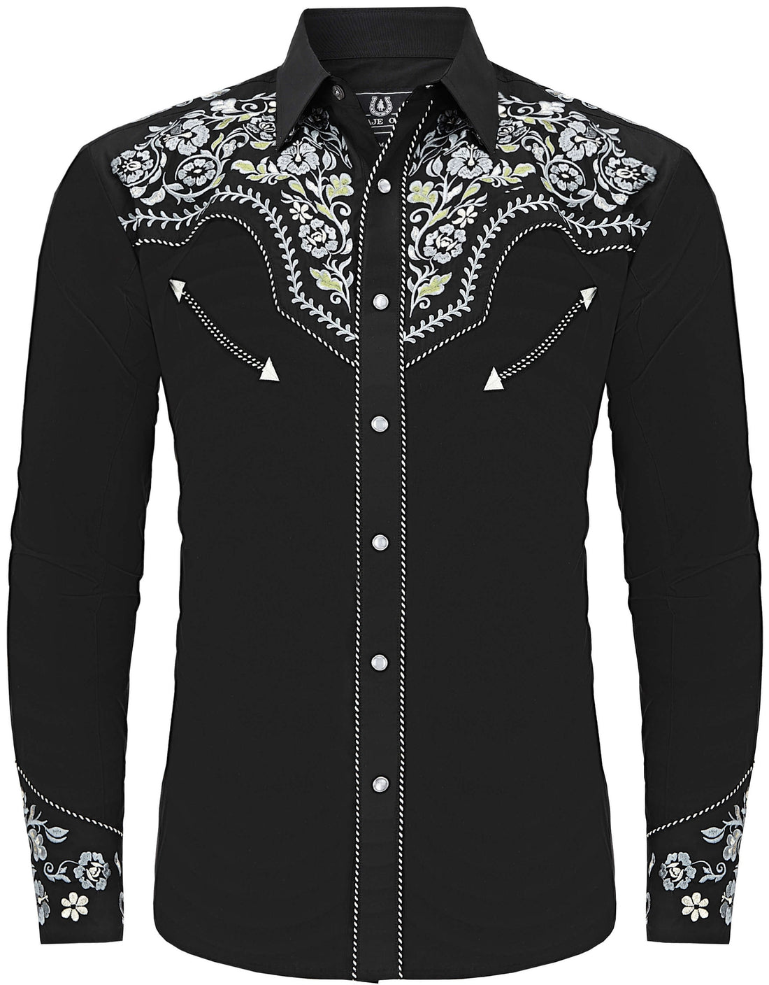 Men's Black Embroidered Western Pearl Snap Shirt · The Silverado