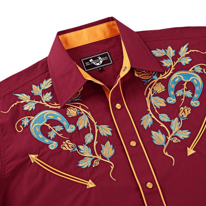 The Sundance Men's Embroidered Western Pearl Snap Shirt