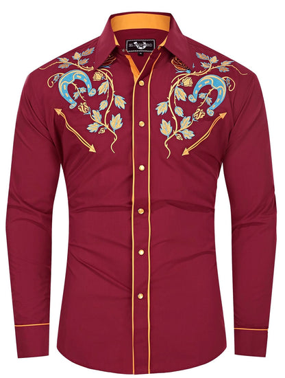 The Sundance Men's Embroidered Western Pearl Snap Shirt