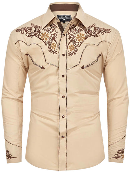 The Trailblazer Men's Embroidered Western Pearl Snap Shirt