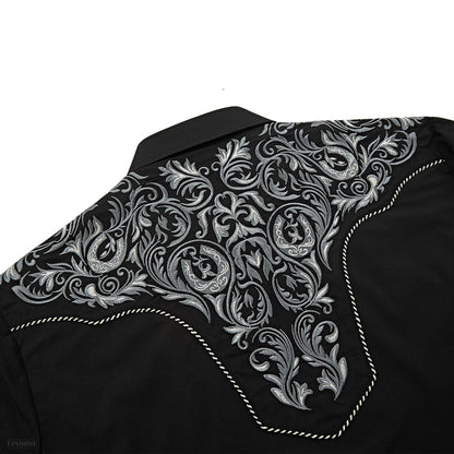Black Hills Men's Embroidered Western Pearl Snap Shirt
