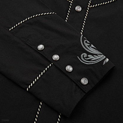 Black Hills Men's Embroidered Western Pearl Snap Shirt