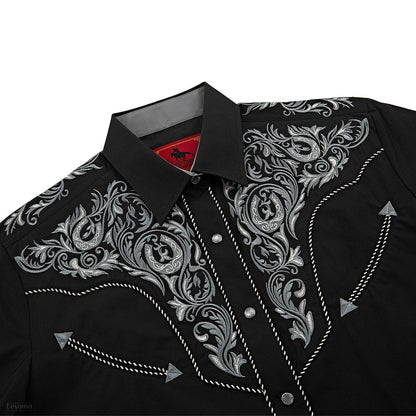 Black Hills Men's Embroidered Western Pearl Snap Shirt