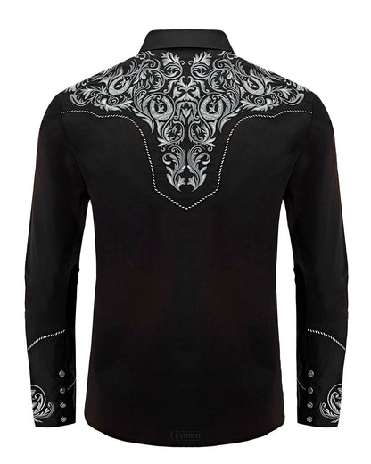 Black Hills Men's Embroidered Western Pearl Snap Shirt