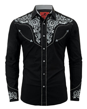 Black Hills Men's Embroidered Western Pearl Snap Shirt