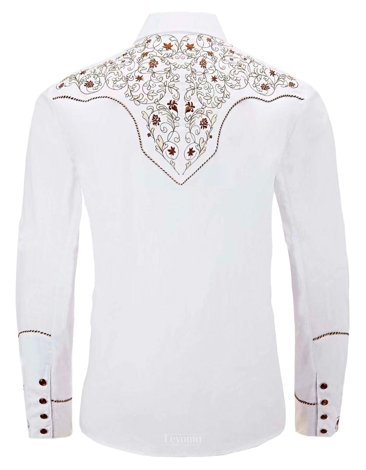 Bronze & Ivory Men's Embroidered Western Pearl Snap Shirt