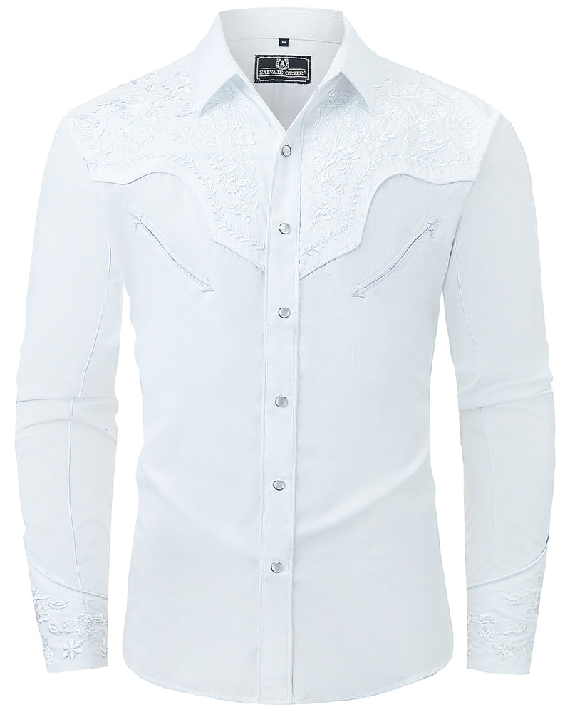 Don Blanco Men's Embroidered Western Pearl Snap Shirt