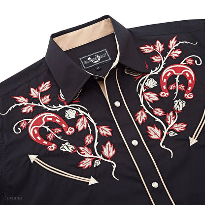 High Noon Men's Embroidered Western Pearl Snap Shirt