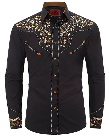 Chemise Western Brodée pour Hommes à Boutons-pression en Nacre "Midwest Traveler"