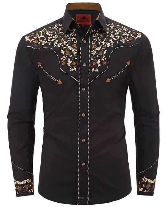 Midwest Traveler Men's Embroidered Western Pearl Snap Shirt