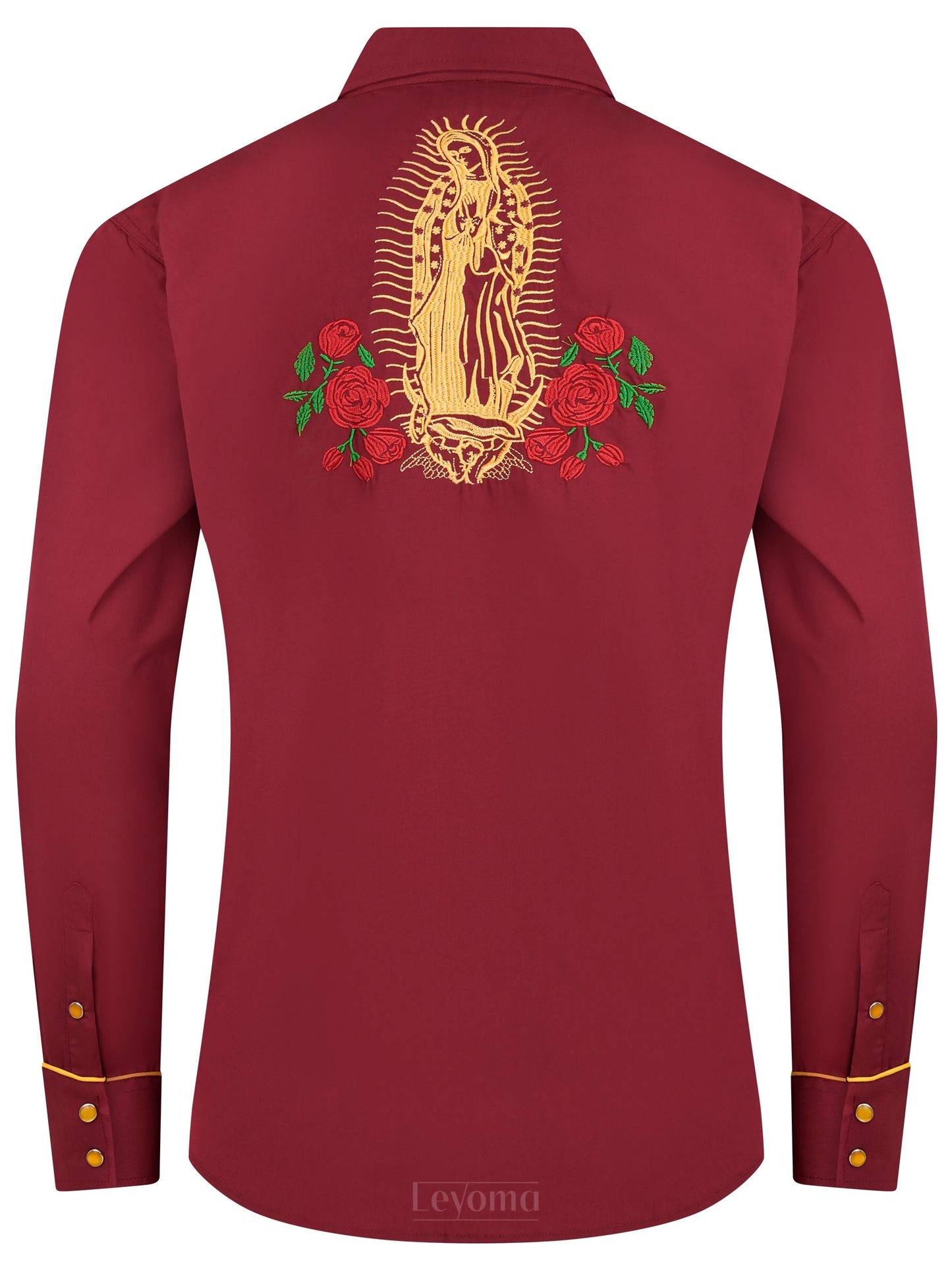 Mother Mary Ruby Men's Embroidered Western Pearl Snap Shirt