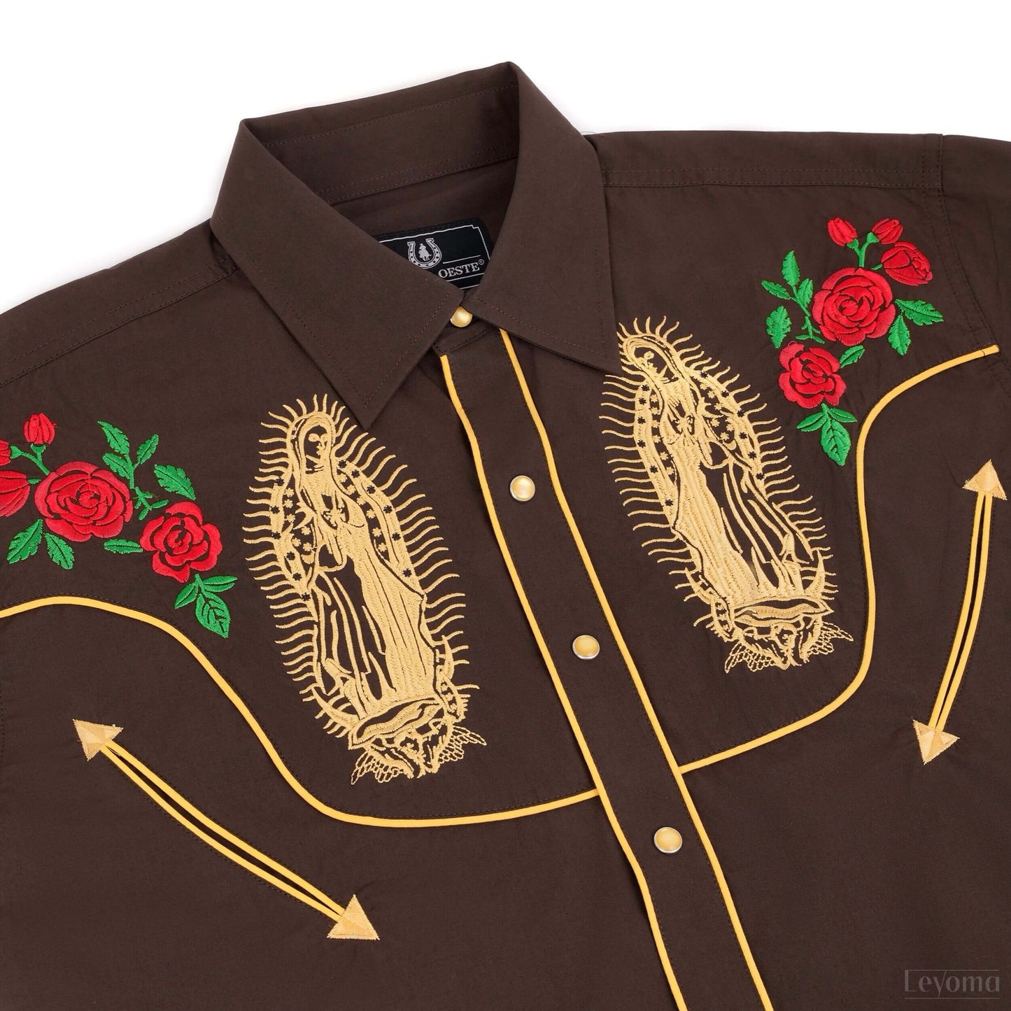 Mother Mary Hickory Men's Embroidered Western Pearl Snap Shirt