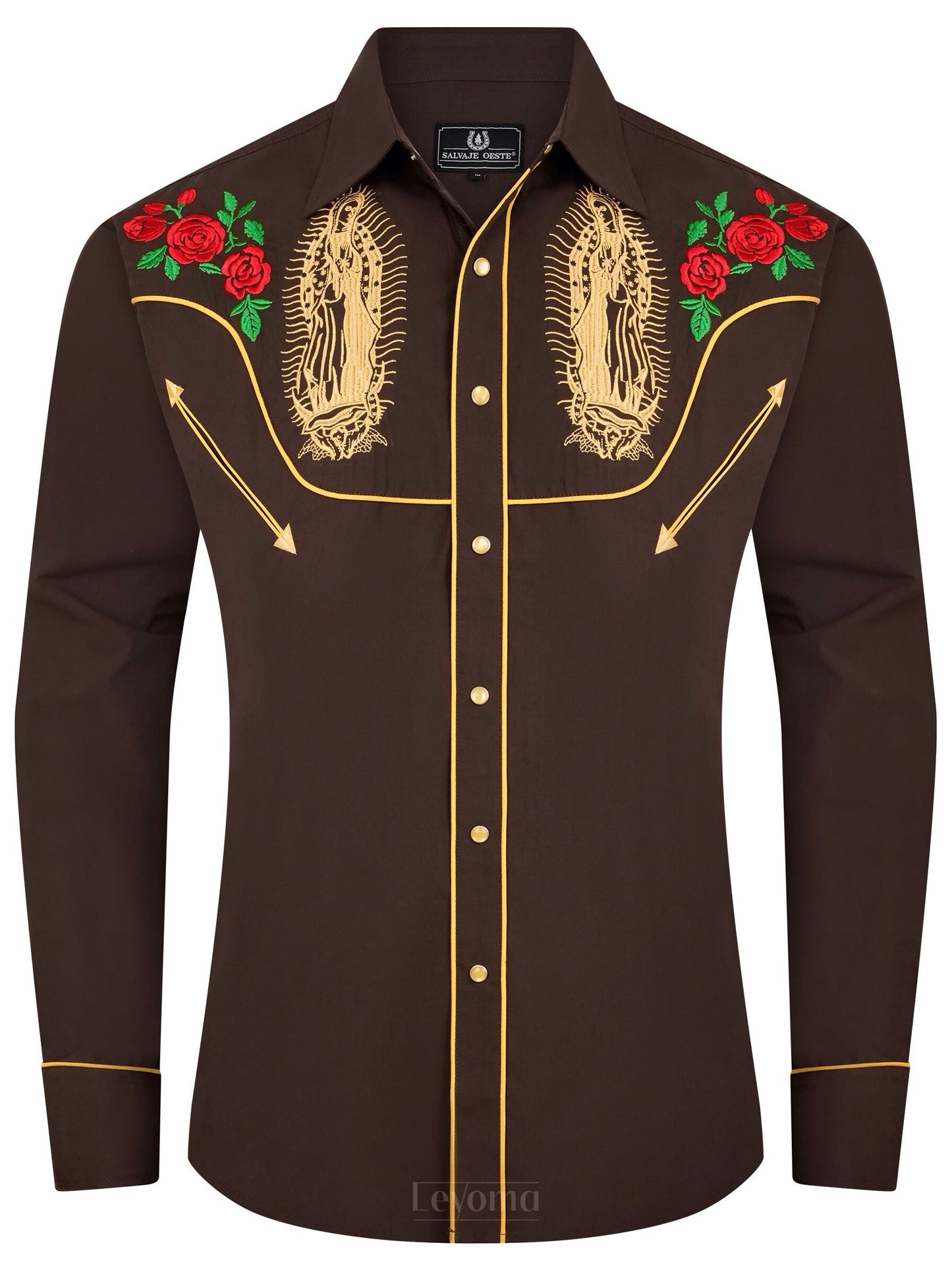 Mother Mary Hickory Men's Embroidered Western Pearl Snap Shirt