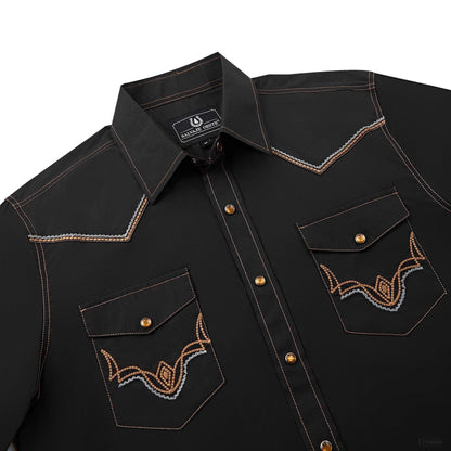 Six Shooter Men's Embroidered Western Pearl Snap Shirt