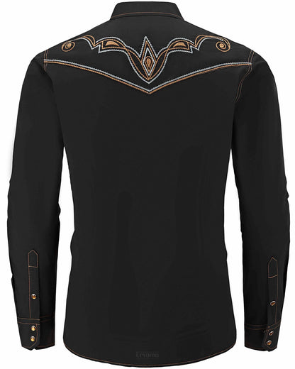 Six Shooter Men's Embroidered Western Pearl Snap Shirt