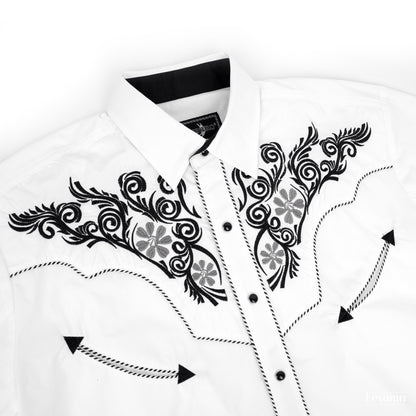 Snowy Mesa Men's Embroidered Western Pearl Snap Shirt