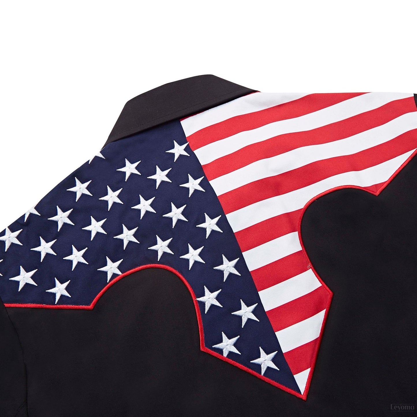 Stars & Stripes Black Men's Embroidered Western Pearl Snap Shirt