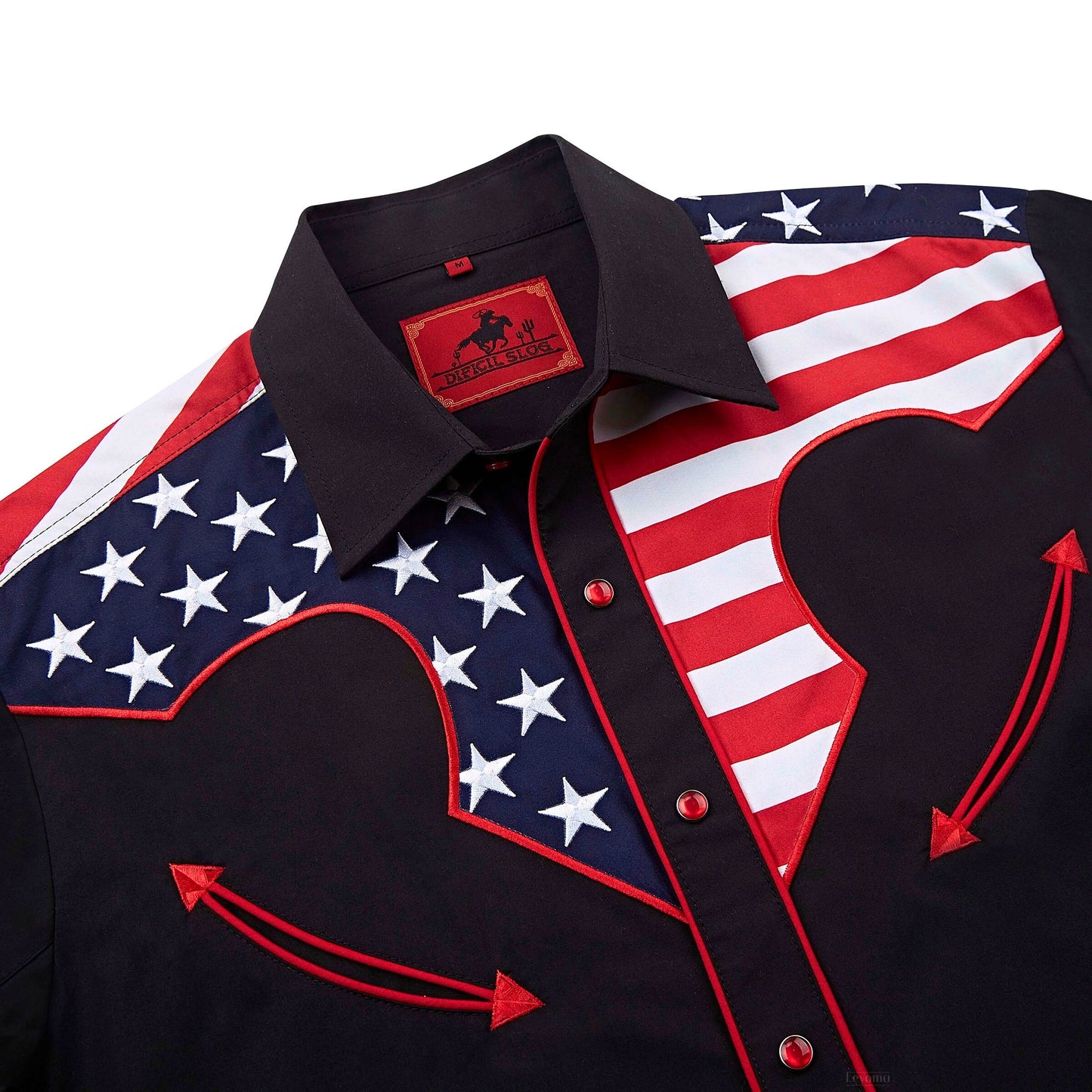 Stars & Stripes Black Men's Embroidered Western Pearl Snap Shirt