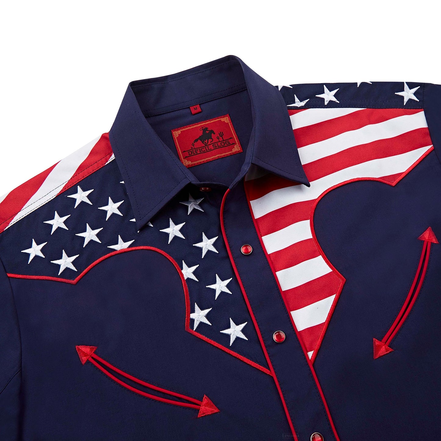 Stars & Stripes Blue Men's Embroidered Western Pearl Snap Shirt