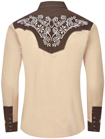 Sahara Dunes Men's Embroidered Western Pearl Snap Shirt