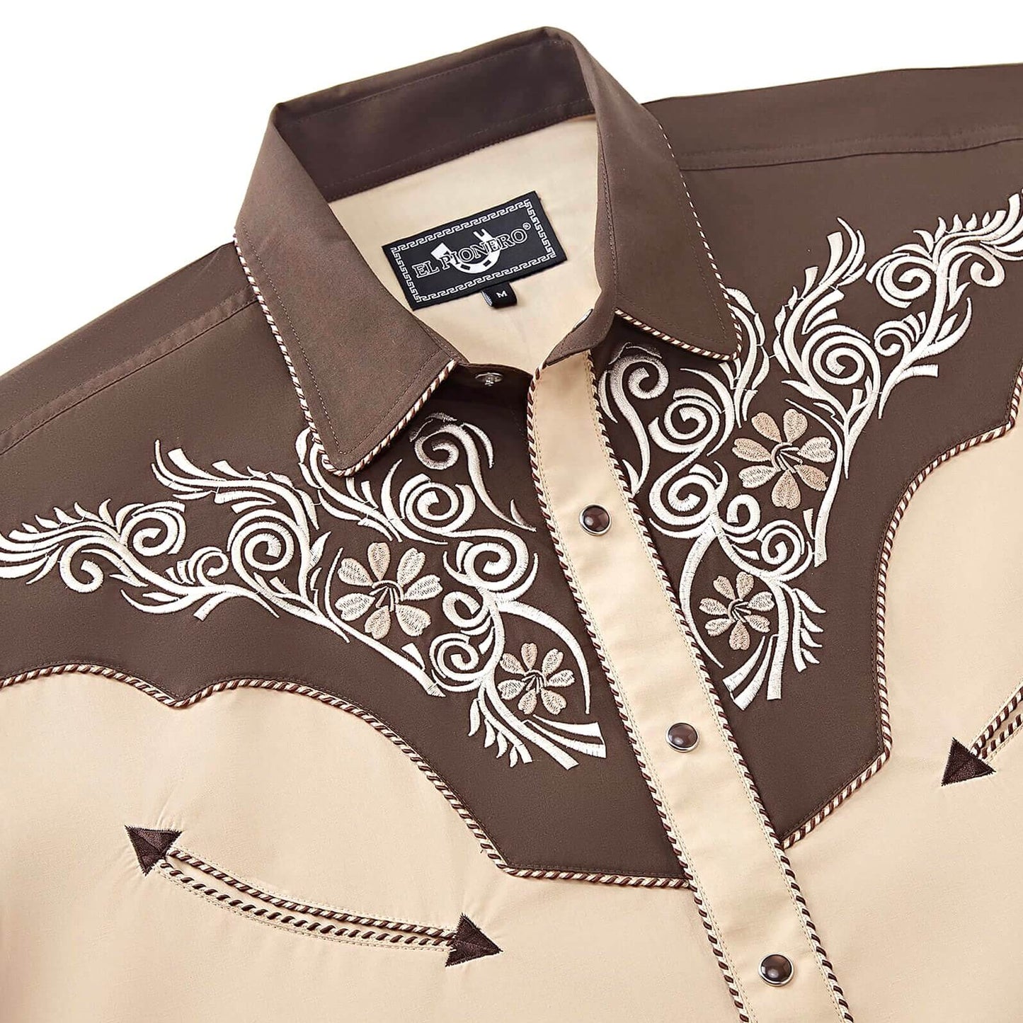 Sahara Dunes Men's Embroidered Western Pearl Snap Shirt