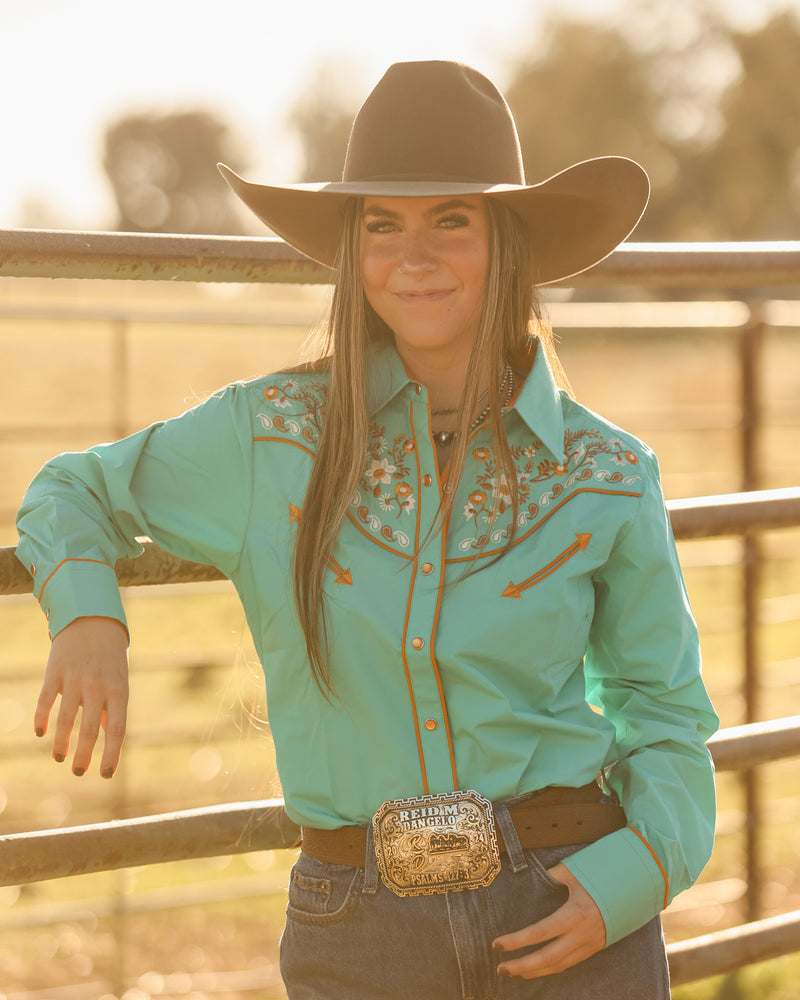 Women's Summer Meadows Embroidered Western Pearl Snap Shirt