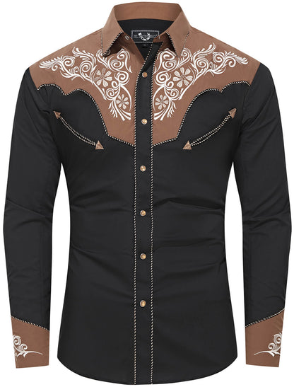 Leyoma Thunder Rustler Men’s Embroidered Western Button Up Shirt Front