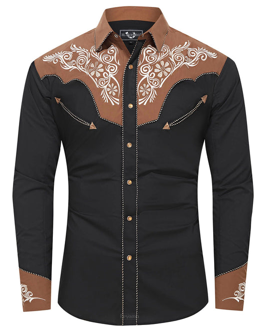 Thunder Rustler Men's Embroidered Western Pearl Snap Shirt