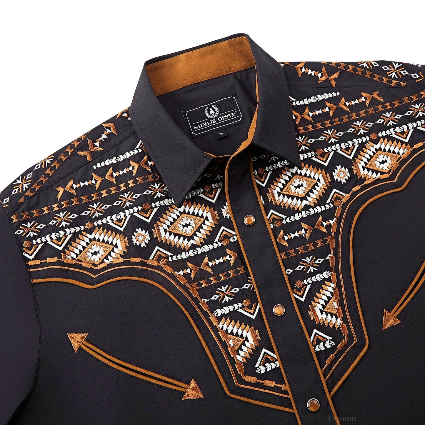 Navajo Blaze Men's Embroidered Western Pearl Snap Shirt