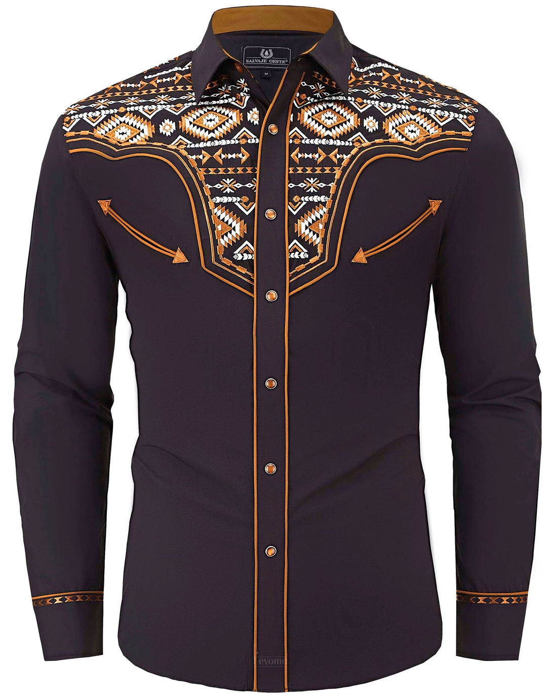 Men's Black Embroidered Western Pearl Snap Shirt · Navajo Blaze
