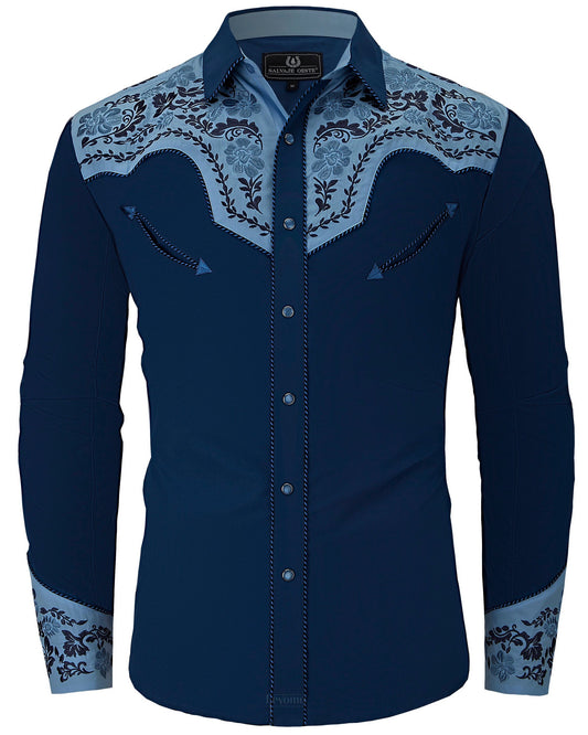 North Star Men's Embroidered Western Pearl Snap Shirt