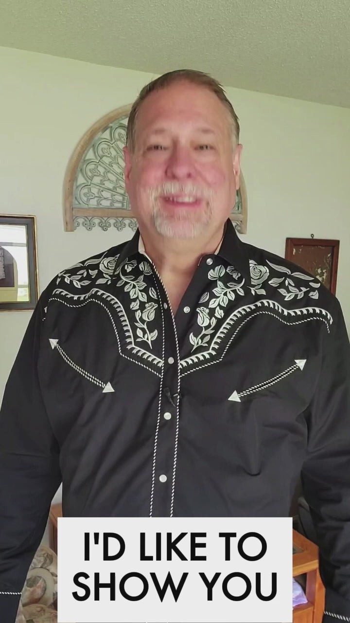 Load video: Leyoma Western Embroidered Pearl Snap Shirt Landing Page Video