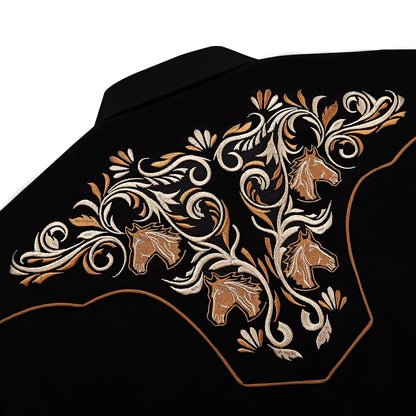 The Equestrian Men's Embroidered Western Pearl Snap Shirt