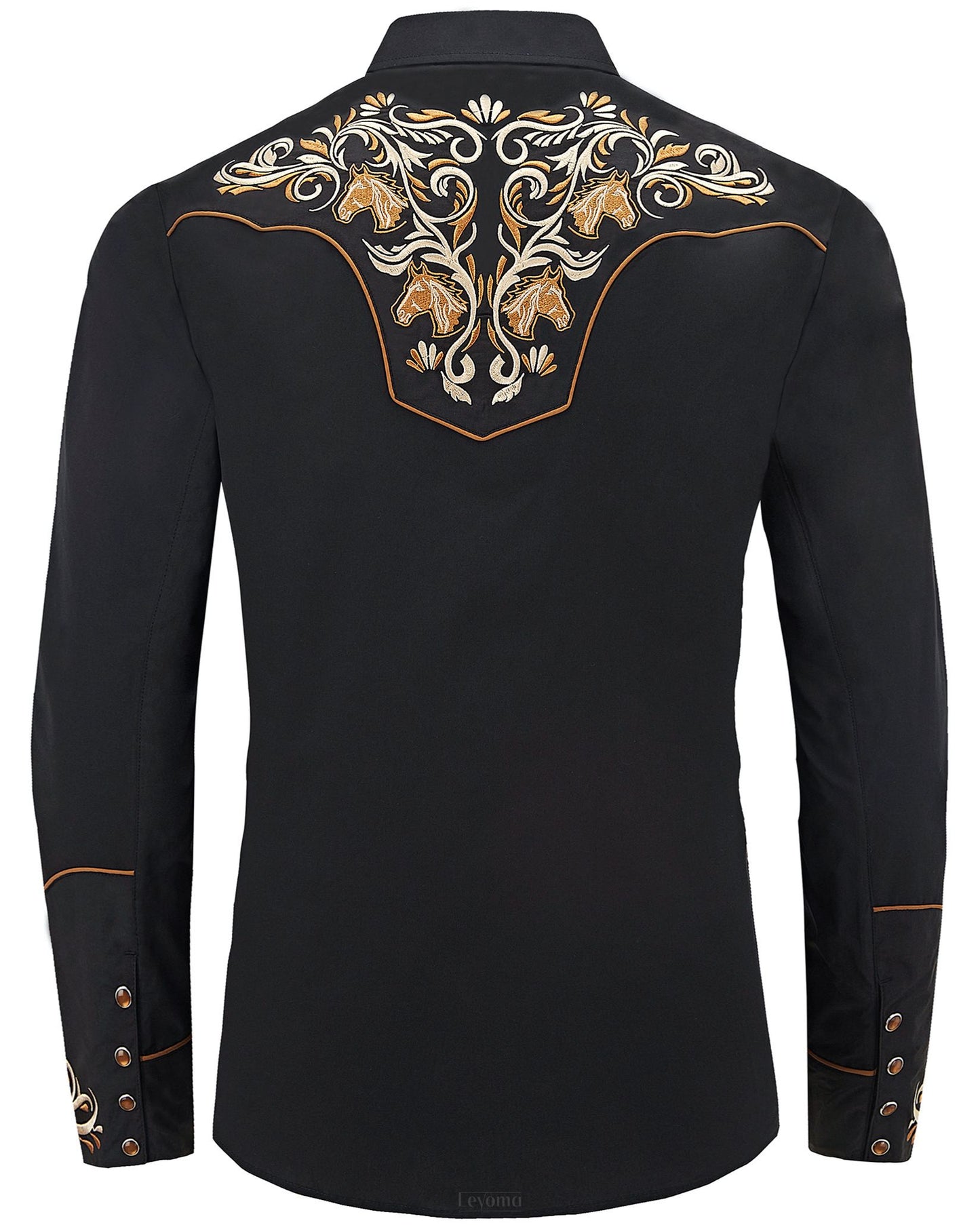 The Equestrian Men's Embroidered Western Pearl Snap Shirt
