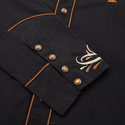 The Equestrian Men's Embroidered Western Pearl Snap Shirt